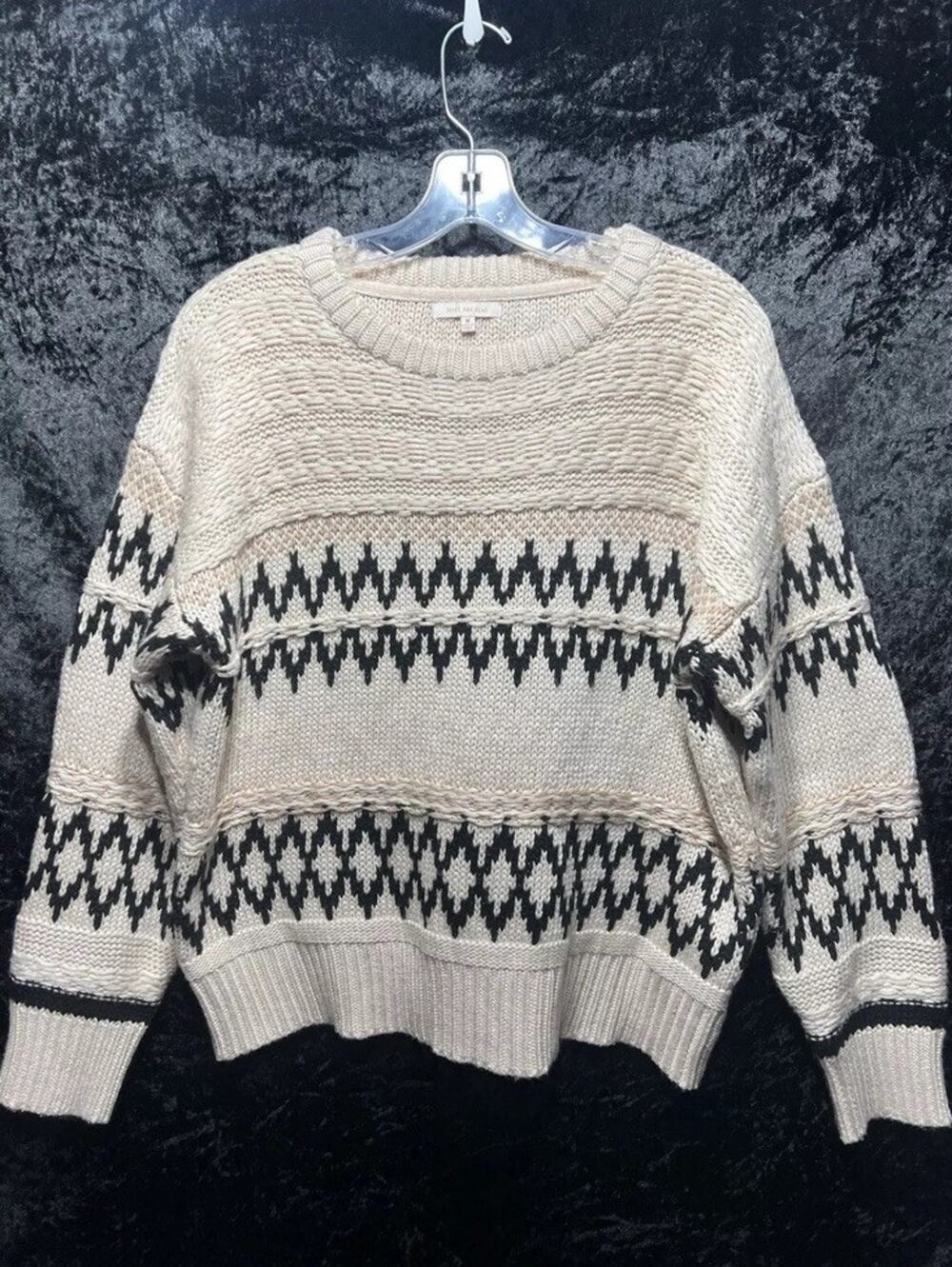 Skies Are Blue Womens Heavy knit Sweater Size M Wool Blend Fair Isle Rustic